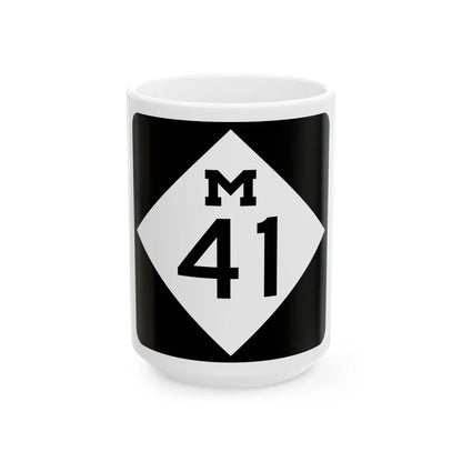 M-41 (Michigan) (Road Sign) White Coffee Mug 15oz - Go Mug Yourself