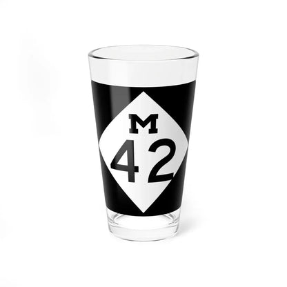 M-42 (Michigan) (Road Sign) Pint Glass 16oz 16oz - Go Mug Yourself