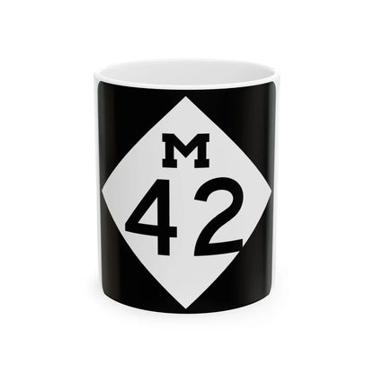 M-42 (Michigan) (Road Sign) White Coffee Mug 11oz - Go Mug Yourself