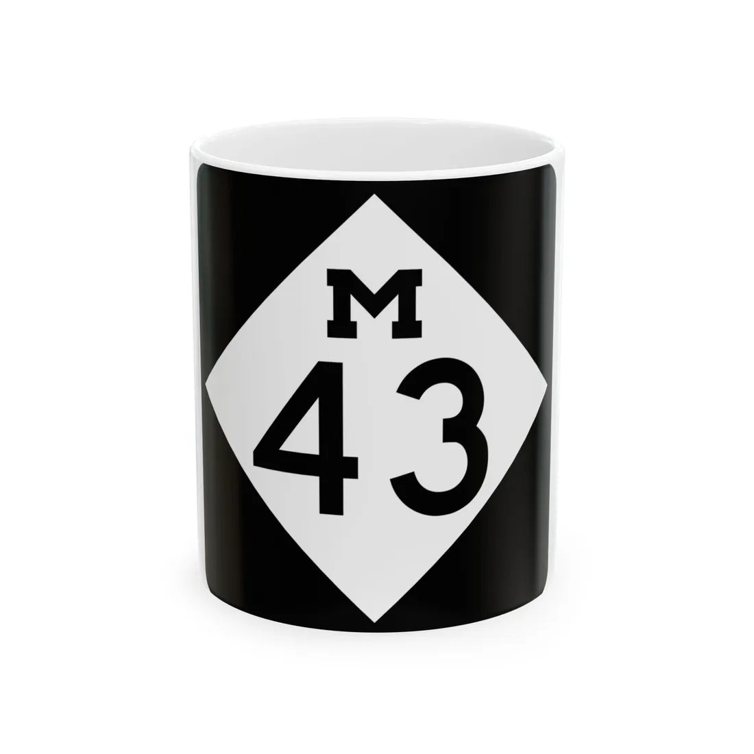 M-43 (Michigan) (Road Sign) White Coffee Mug 11oz - Go Mug Yourself