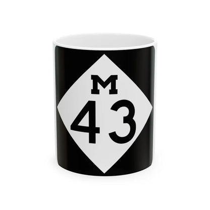 M-43 (Michigan) (Road Sign) White Coffee Mug 11oz - Go Mug Yourself