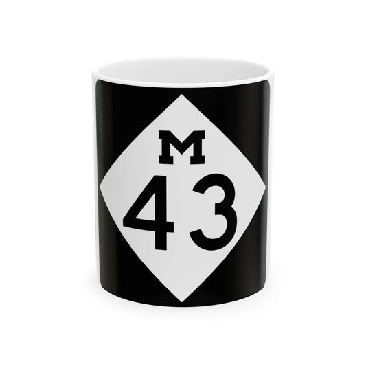 M-43 (Michigan) (Road Sign) White Coffee Mug 11oz - Go Mug Yourself