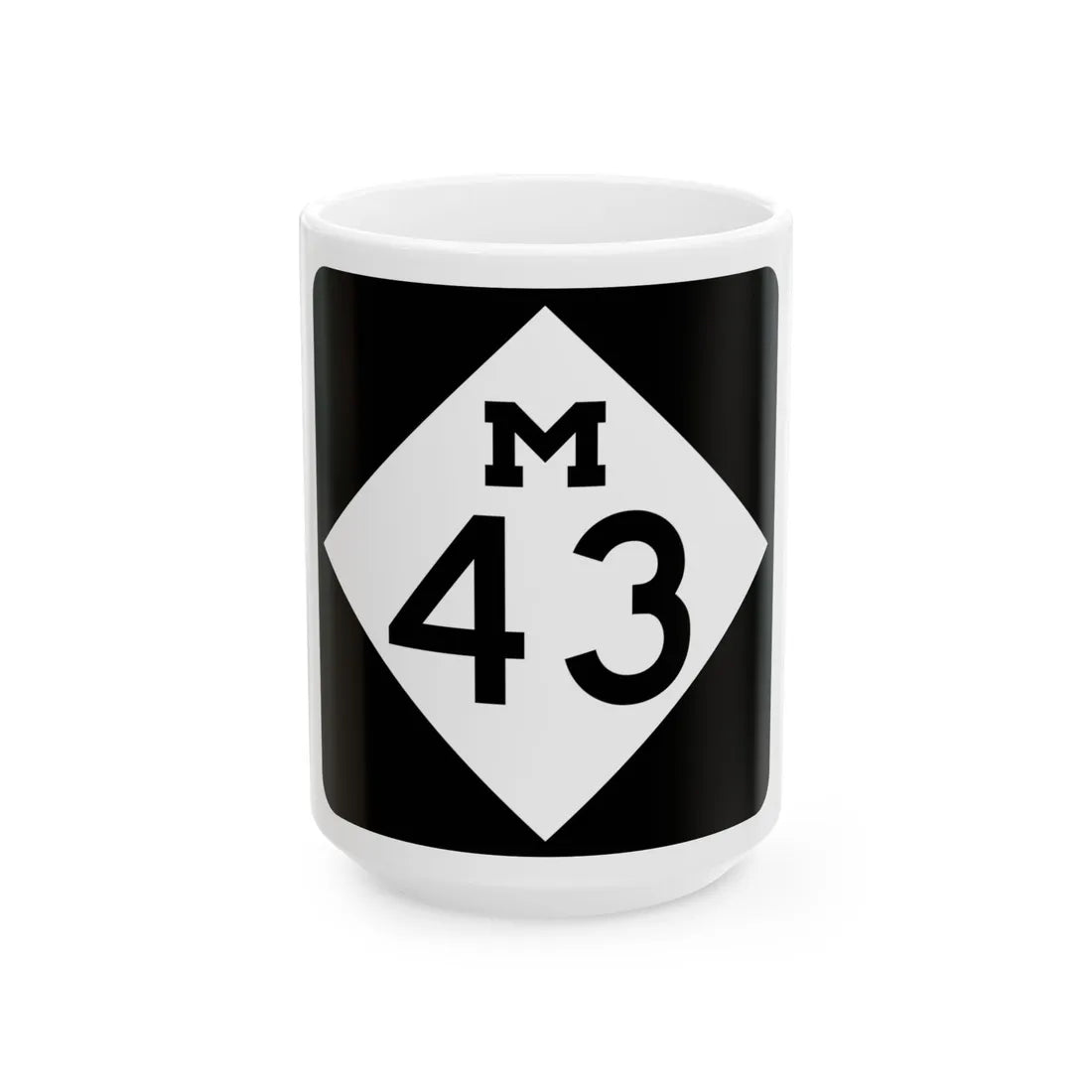 M-43 (Michigan) (Road Sign) White Coffee Mug 15oz - Go Mug Yourself