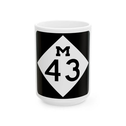 M-43 (Michigan) (Road Sign) White Coffee Mug 15oz - Go Mug Yourself