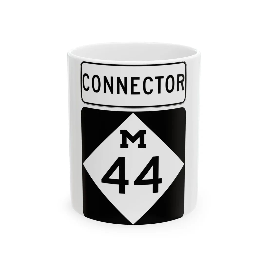 M-44Conn (Michigan) (Road Sign) White Coffee Mug 11oz - Go Mug Yourself