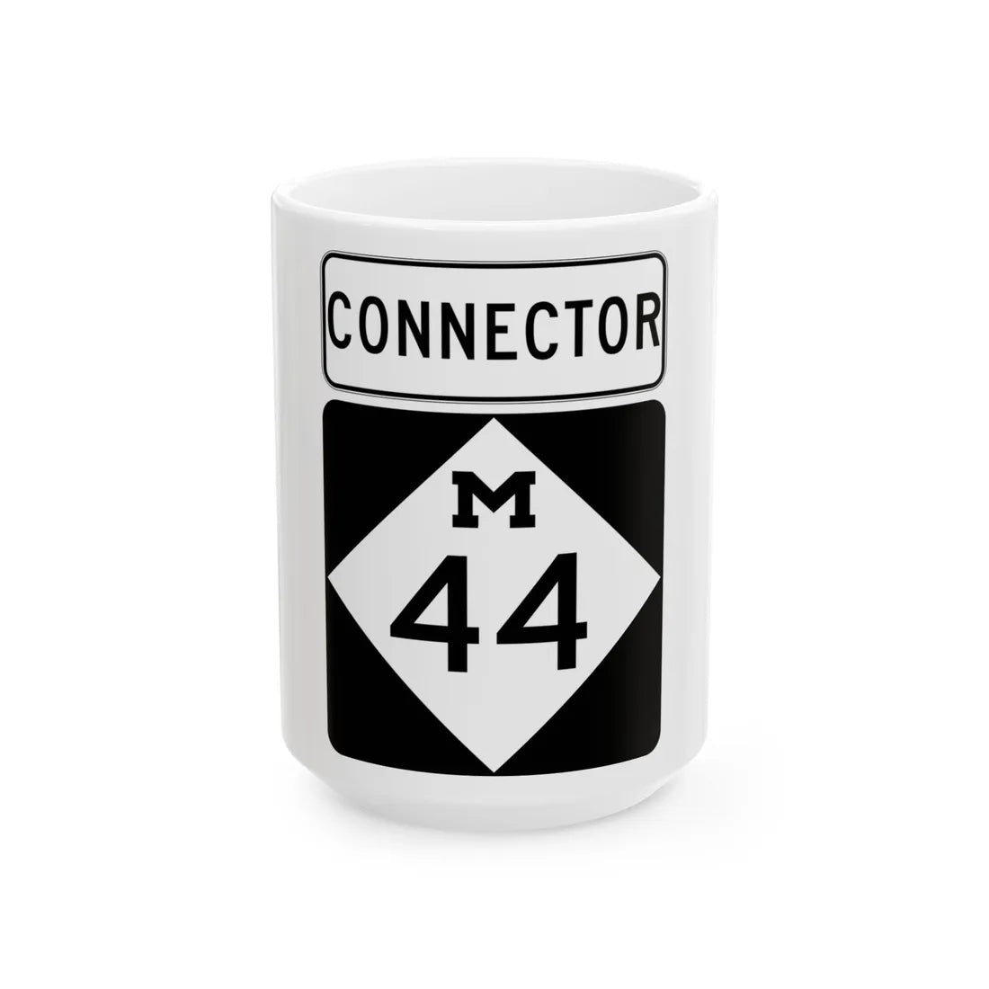 M-44Conn (Michigan) (Road Sign) White Coffee Mug 15oz - Go Mug Yourself