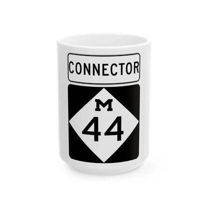 M-44Conn (Michigan) (Road Sign) White Coffee Mug 15oz - Go Mug Yourself