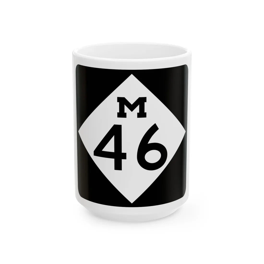 M-46 (Michigan) (Road Sign) White Coffee Mug 15oz - Go Mug Yourself