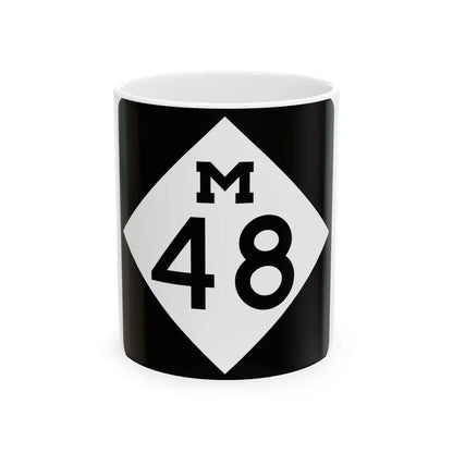 M-48 (Michigan) (Road Sign) White Coffee Mug 11oz - Go Mug Yourself