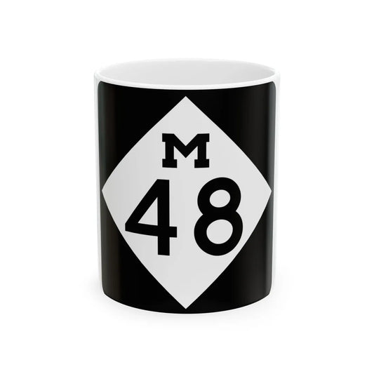 M-48 (Michigan) (Road Sign) White Coffee Mug 11oz - Go Mug Yourself