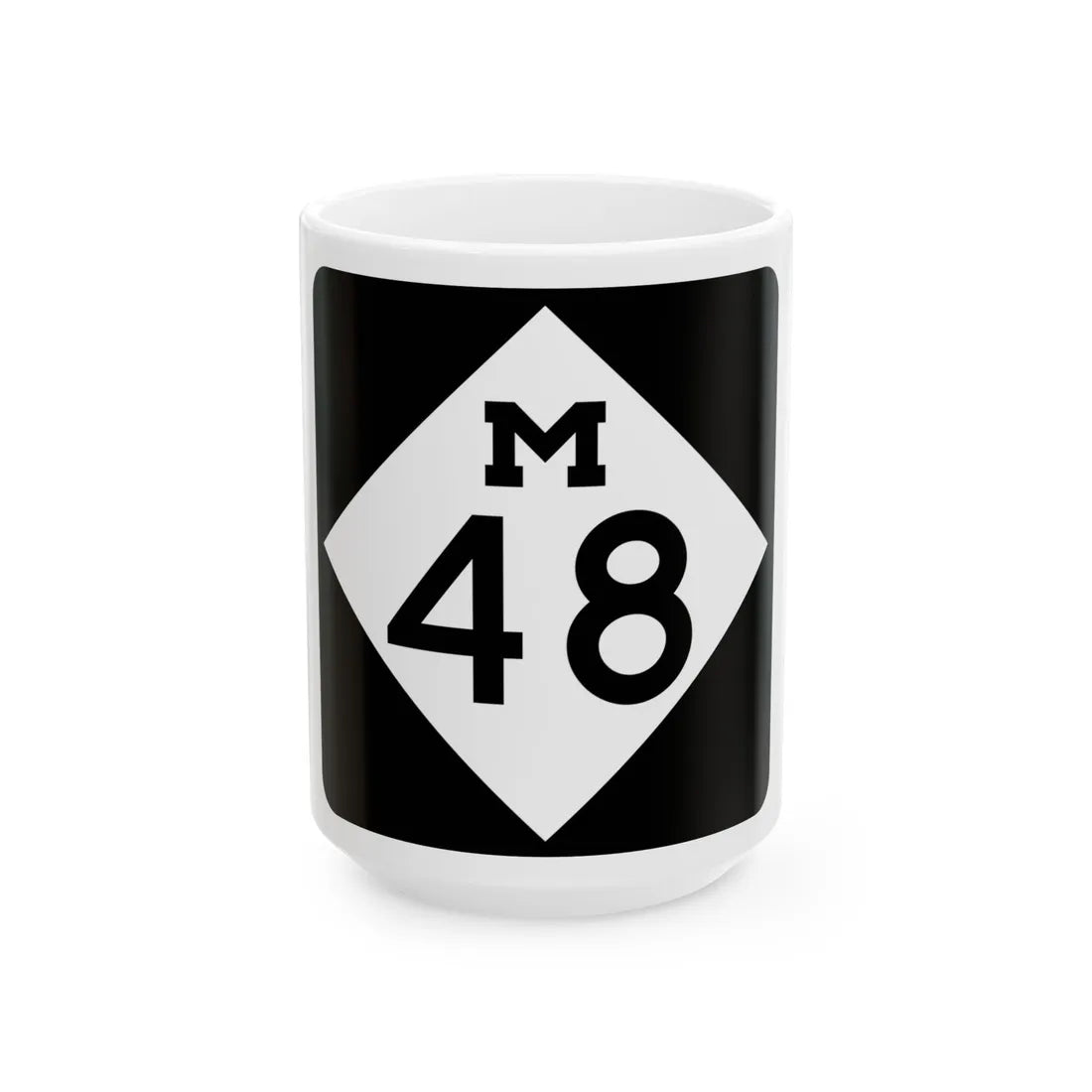 M-48 (Michigan) (Road Sign) White Coffee Mug 15oz - Go Mug Yourself