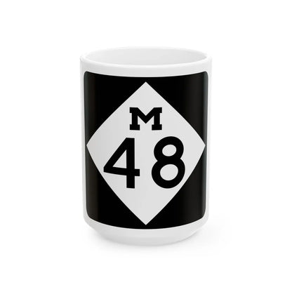 M-48 (Michigan) (Road Sign) White Coffee Mug 15oz - Go Mug Yourself