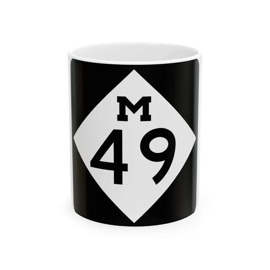 M-49 (Michigan) (Road Sign) White Coffee Mug 11oz - Go Mug Yourself