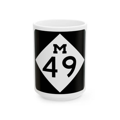 M-49 (Michigan) (Road Sign) White Coffee Mug 15oz - Go Mug Yourself