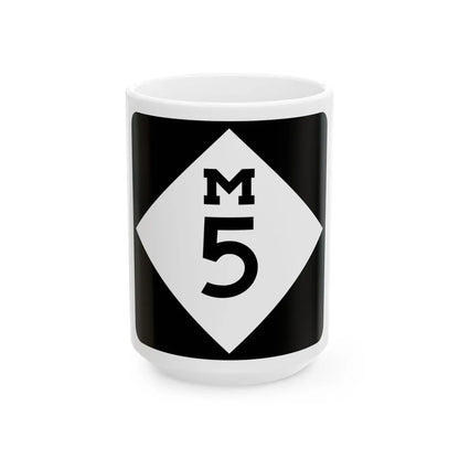 M-5 (Michigan) (Road Sign) White Coffee Mug 15oz - Go Mug Yourself
