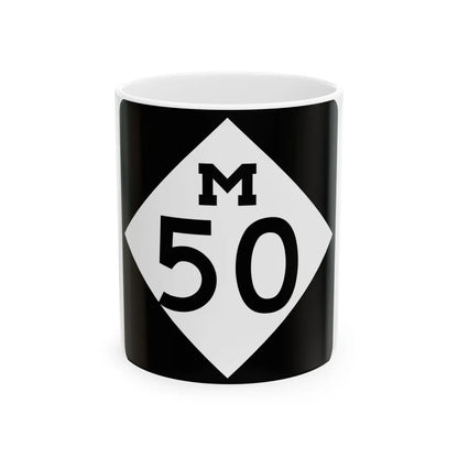 M-50 (Michigan) (Road Sign) White Coffee Mug 11oz - Go Mug Yourself