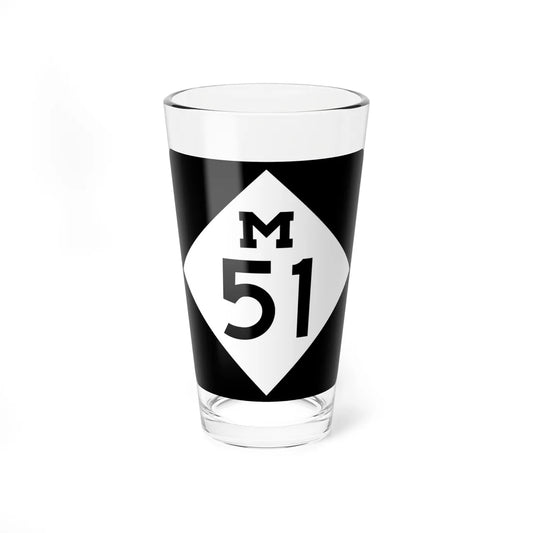 M-51 (Michigan) (Road Sign) Pint Glass 16oz 16oz - Go Mug Yourself