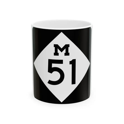 M-51 (Michigan) (Road Sign) White Coffee Mug 11oz - Go Mug Yourself