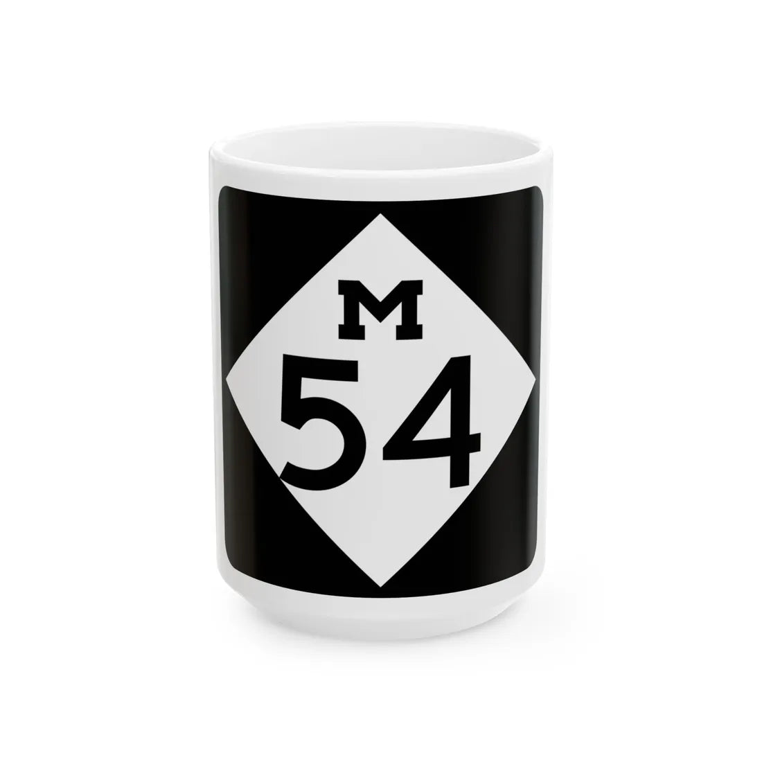 M-54 (Michigan) (Road Sign) White Coffee Mug 15oz - Go Mug Yourself