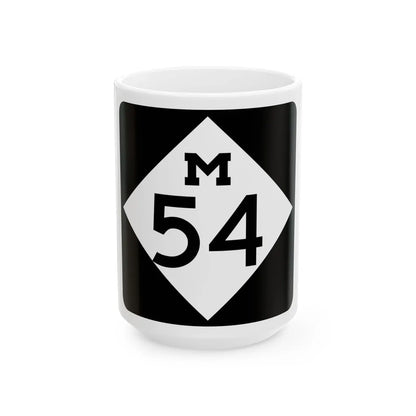 M-54 (Michigan) (Road Sign) White Coffee Mug 15oz - Go Mug Yourself