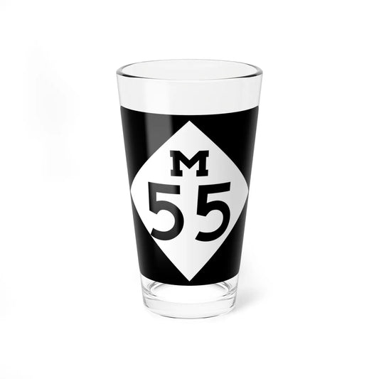 M-55 (Michigan) (Road Sign) Pint Glass 16oz 16oz - Go Mug Yourself