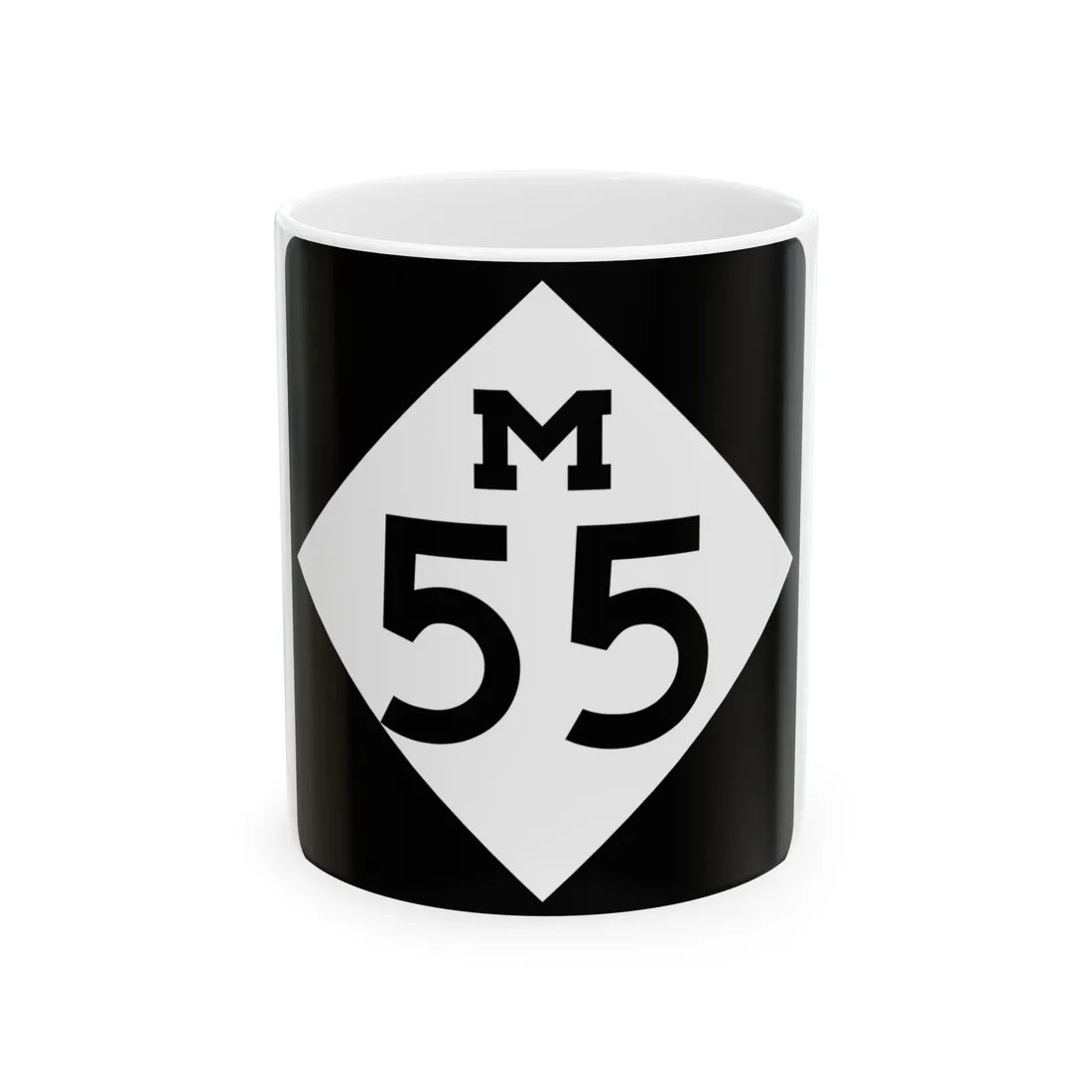 M-55 (Michigan) (Road Sign) White Coffee Mug 11oz - Go Mug Yourself