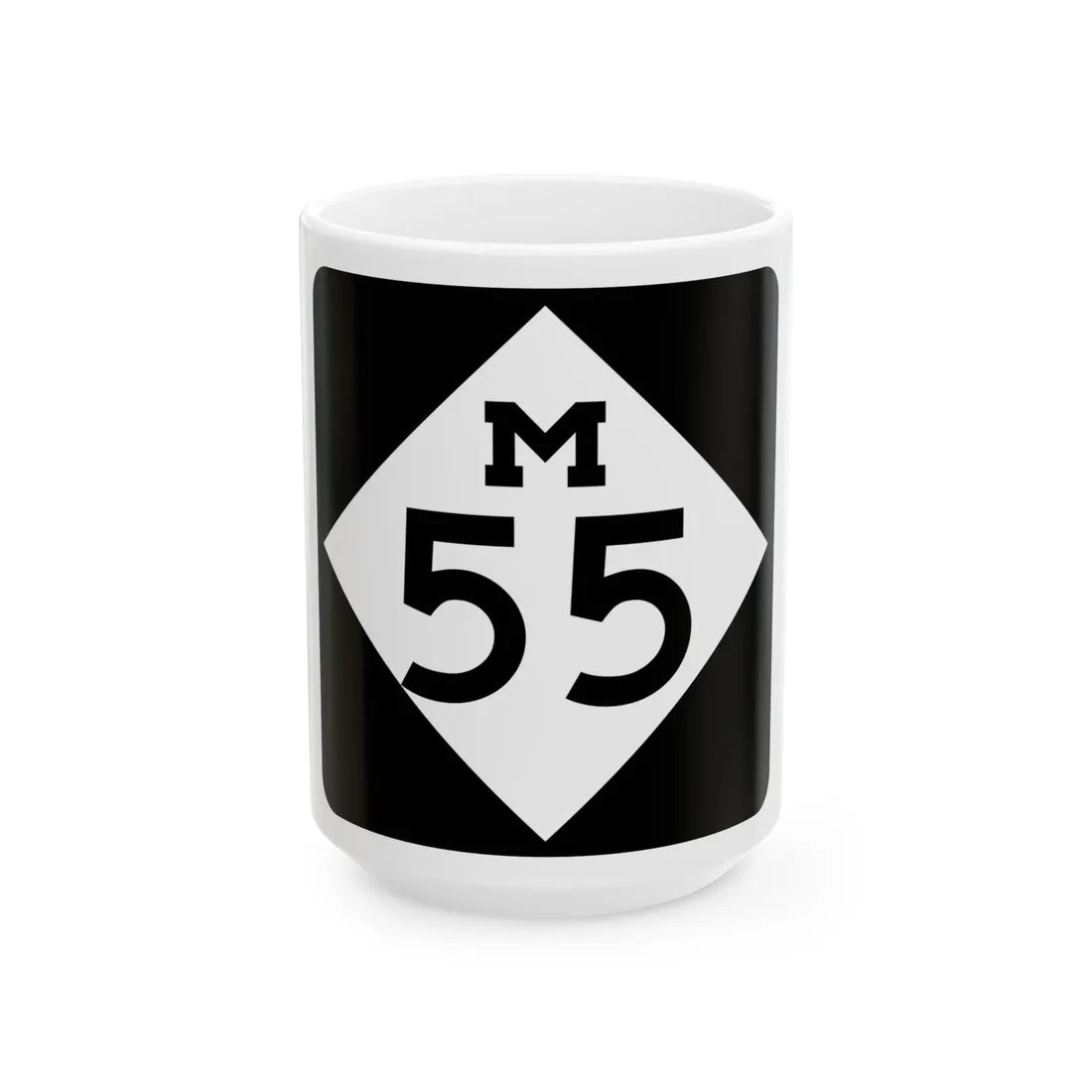 M-55 (Michigan) (Road Sign) White Coffee Mug 15oz - Go Mug Yourself