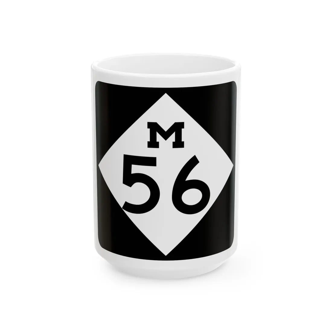 M-56 (Michigan) (Road Sign) White Coffee Mug 15oz - Go Mug Yourself