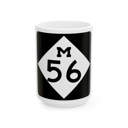 M-56 (Michigan) (Road Sign) White Coffee Mug 15oz - Go Mug Yourself