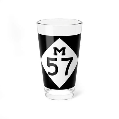 M-57 (Michigan) (Road Sign) Pint Glass 16oz 16oz - Go Mug Yourself