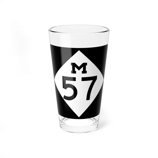 M-57 (Michigan) (Road Sign) Pint Glass 16oz 16oz - Go Mug Yourself