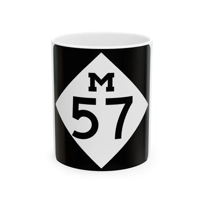 M-57 (Michigan) (Road Sign) White Coffee Mug 11oz - Go Mug Yourself