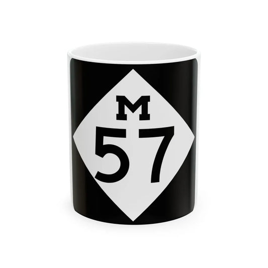 M-57 (Michigan) (Road Sign) White Coffee Mug 11oz - Go Mug Yourself