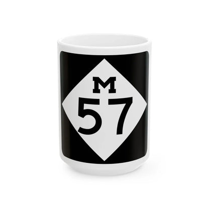 M-57 (Michigan) (Road Sign) White Coffee Mug 15oz - Go Mug Yourself