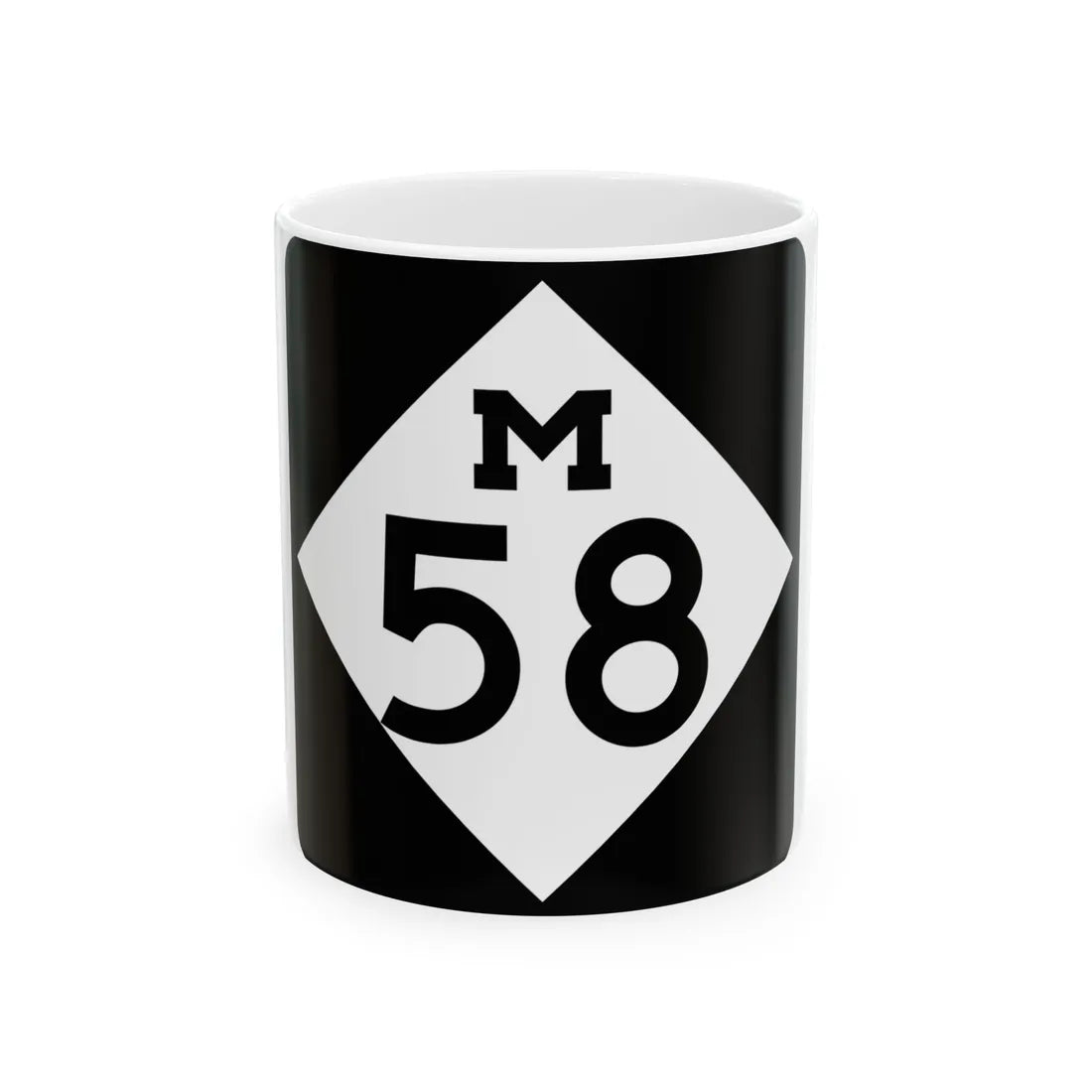 M-58 (Michigan) (Road Sign) White Coffee Mug 11oz - Go Mug Yourself