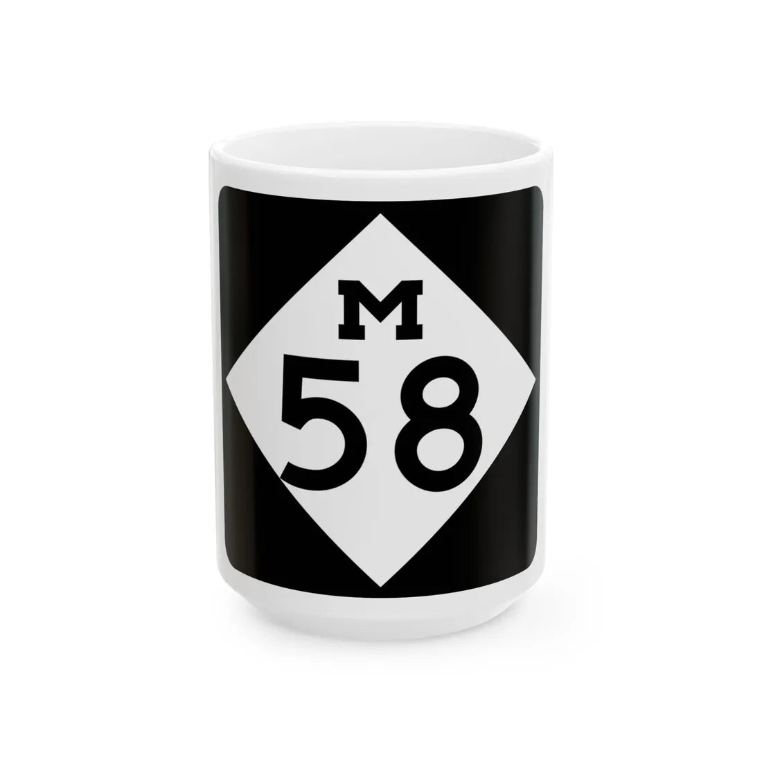 M-58 (Michigan) (Road Sign) White Coffee Mug 15oz - Go Mug Yourself