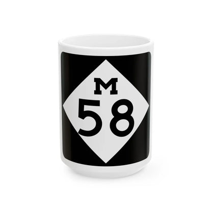 M-58 (Michigan) (Road Sign) White Coffee Mug 15oz - Go Mug Yourself