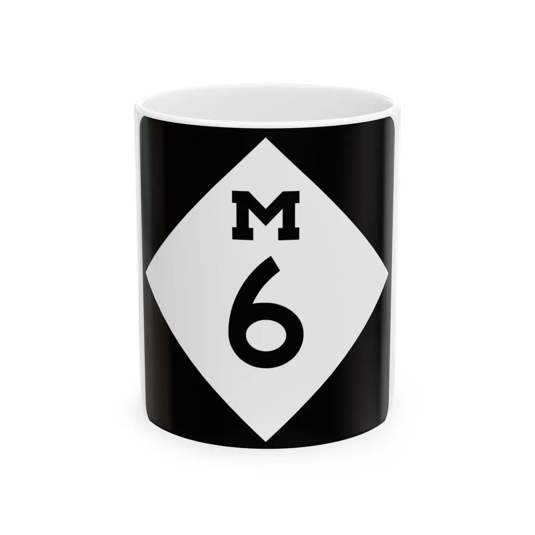 M-6 (Michigan) (Road Sign) White Coffee Mug 11oz - Go Mug Yourself