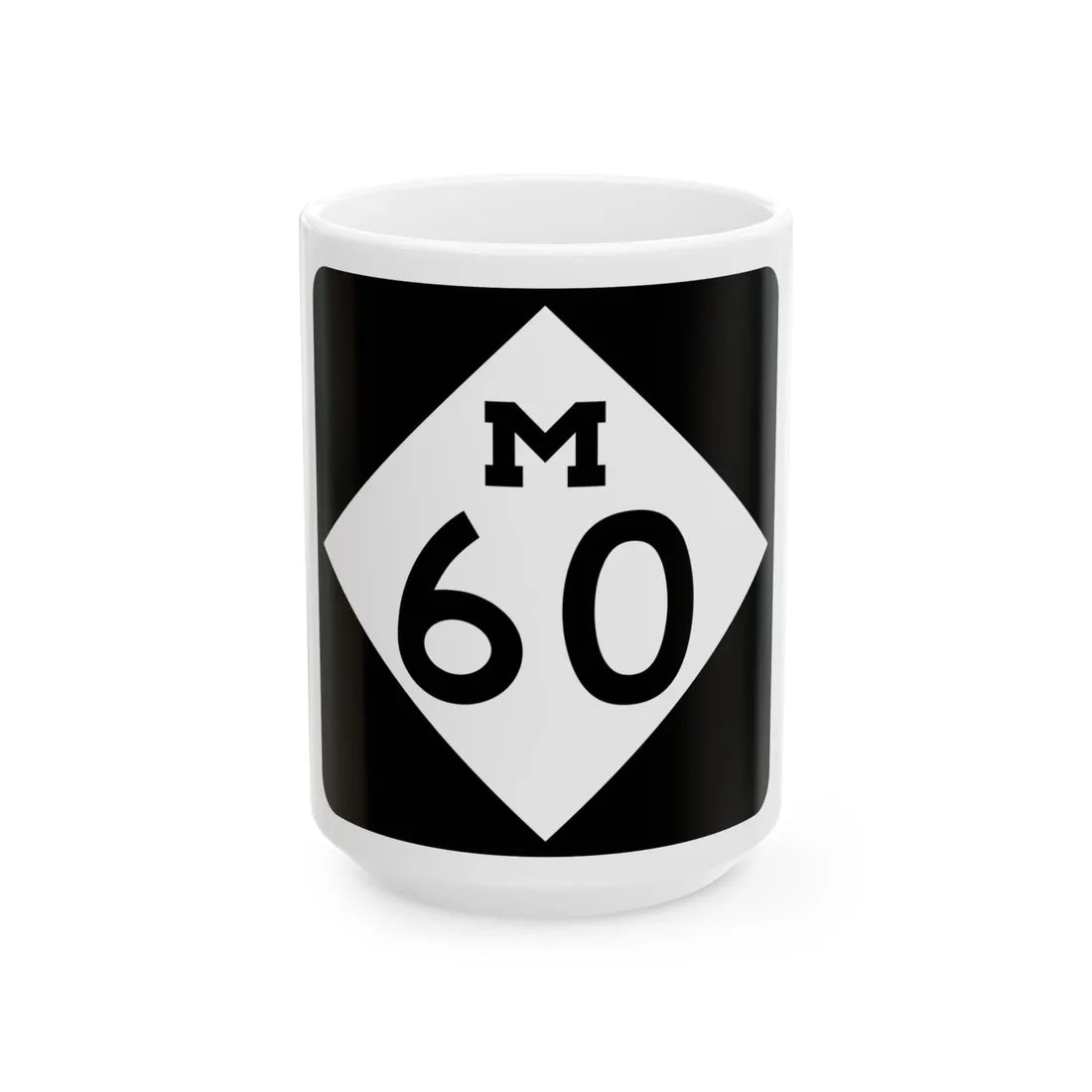 M-60 (Michigan) (Road Sign) White Coffee Mug 15oz - Go Mug Yourself