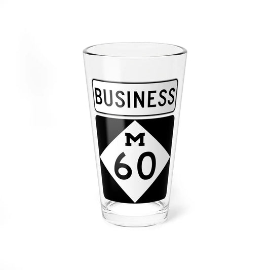 M-60Bus (Michigan) (Road Sign) Pint Glass 16oz 16oz - Go Mug Yourself