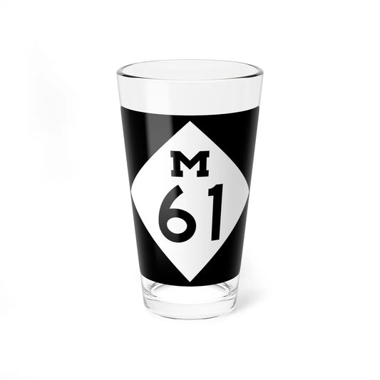 M-61 (Michigan) (Road Sign) Pint Glass 16oz 16oz - Go Mug Yourself