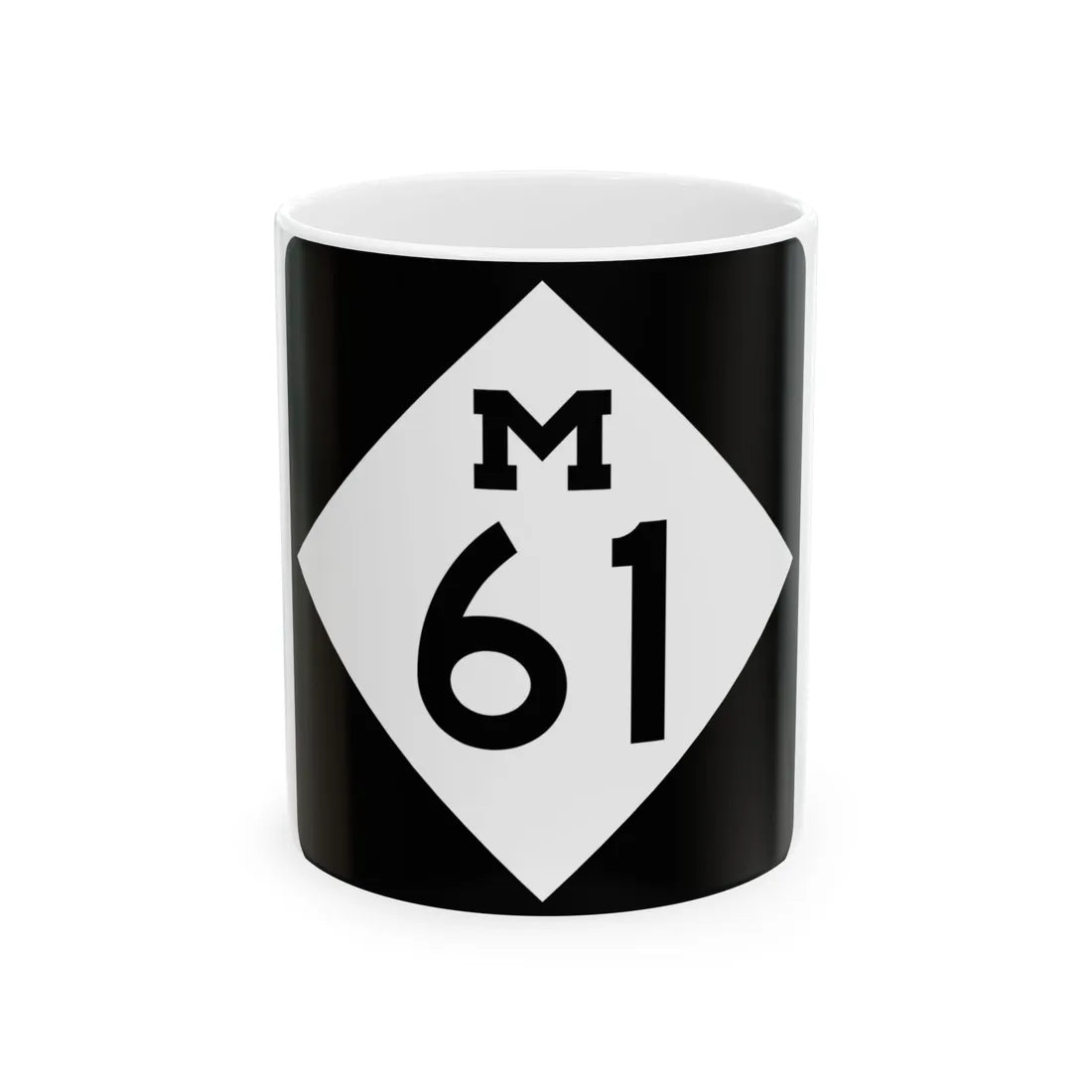 M-61 (Michigan) (Road Sign) White Coffee Mug 11oz - Go Mug Yourself
