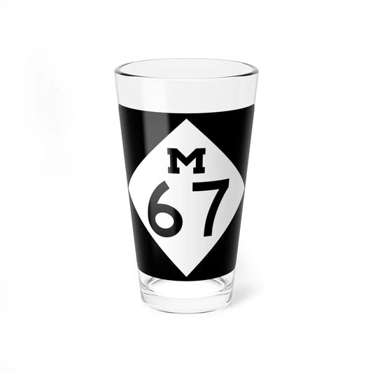 M-67 (Michigan) (Road Sign) Pint Glass 16oz 16oz - Go Mug Yourself