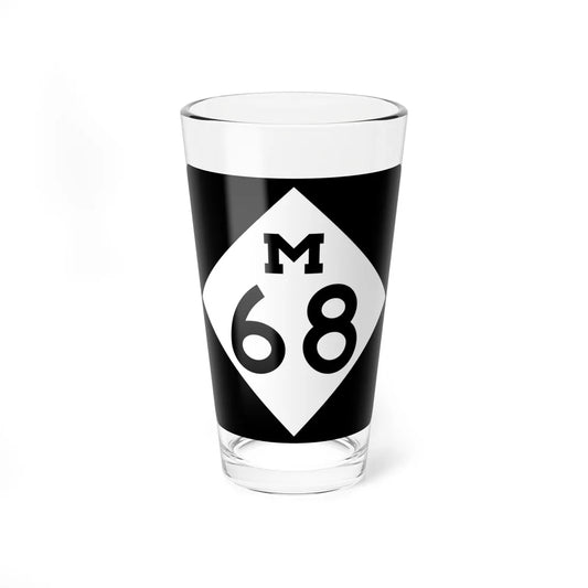 M-68 (Michigan) (Road Sign) Pint Glass 16oz 16oz - Go Mug Yourself