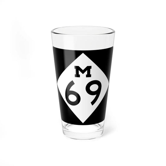 M-69 (Michigan) (Road Sign) Pint Glass 16oz 16oz - Go Mug Yourself