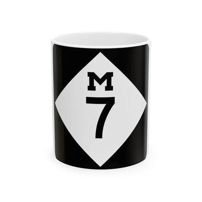 M-7 (Michigan) (Road Sign) White Coffee Mug 11oz - Go Mug Yourself
