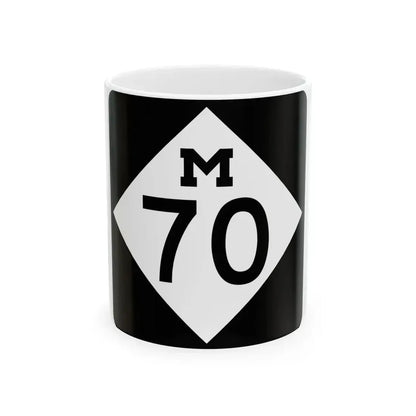 M-70 (Michigan) (Road Sign) White Coffee Mug 11oz - Go Mug Yourself