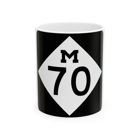 M-70 (Michigan) (Road Sign) White Coffee Mug 11oz - Go Mug Yourself