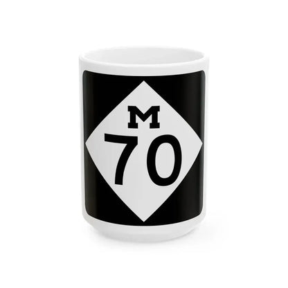 M-70 (Michigan) (Road Sign) White Coffee Mug 15oz - Go Mug Yourself