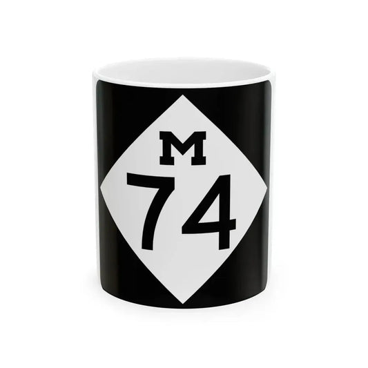 M-74 (Michigan) (Road Sign) White Coffee Mug 11oz - Go Mug Yourself